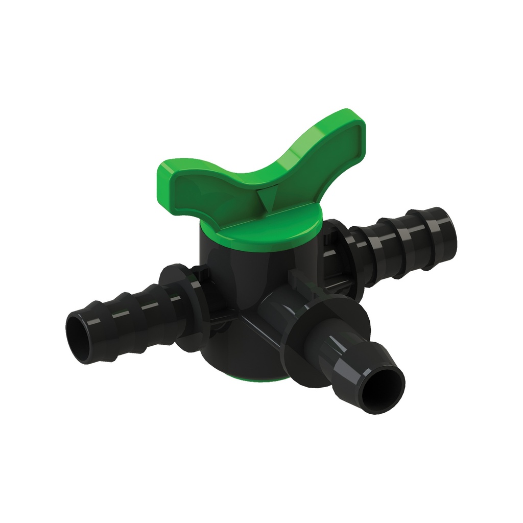 Mini Valve Three Way Offtake - Barbed - 16 mm × 20mm × 16mm - Serdrip